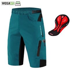 WOSAWE Men MTB Cycling Shorts Built-in Gel Padded Cycling Underwear Pro Mountain Bike Loose Outdoor Downhill Shorts301Z