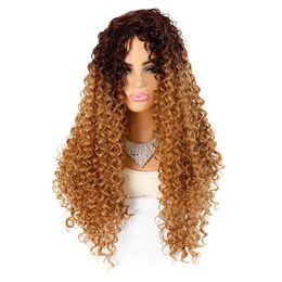 Matte corn perm long curly hair wig head cover wool roll middle split long hair wig cover fluffy curly hair head cover