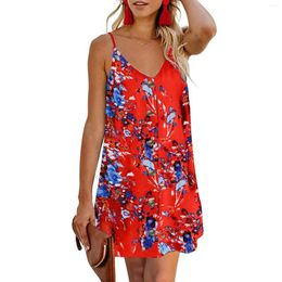 Casual Dresses Sleeveless Women Spaghetti Down Neck V Strap Mini Dress Summer Button Women's Womens Business Attire