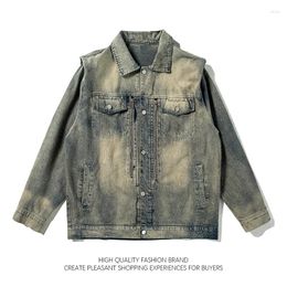 Men's Jackets American Washed Denim Jacket Vintage Designer Niche Couple Streetwear Spring Autumn Punk High-end Button Up Jeans Coat