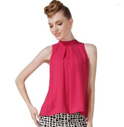 Women's Blouses Plus Size 5XL Summer Shirt Women Fashion Sleeveless Top Folded Chiffon Blouse