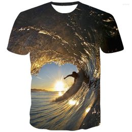 Men's T Shirts UNEY Beach Shirt Tees Painting US Size Tshirt Men/Woman Waves Short Sleeve Round Neck Tops La