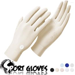 Cycling Gloves Sun Protection Outdoor Sports Full Finger Anti-UV Non-slip Palm Ice Silk Women Summer Driving Hiking