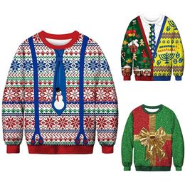 Men's Sweaters Men Women 3D Long Sleeve Christmas O Neck Tops Casual Baggy Sweatshirt Pullover Autumn Winter Warm Sweater Mens Clothing 231130