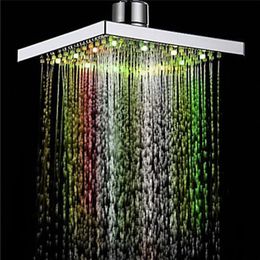 1PC Shower Head Square Head Light Rain Water 26 Home Bathroom LED Auto Changing Shower 7 Colours For Bathroom Dropship Apr12312C