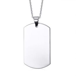 High Polished Stainless Steel Silver Dog Tag Pendant Husband Wife Friendship Gift Personalized Military Necklace319J
