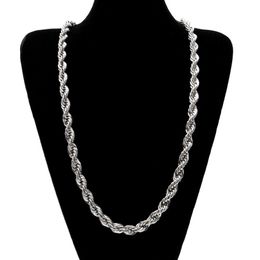 10mm Thick 76cm Long Solid Rope ed Chain 24K Gold Silver Plated Hip hop ed Heavy Necklace 160gram For mens275h