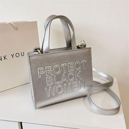 Summer Beach Crossbody Bag Leather Shopping Character Letter Handbag Women Protect Black People Tote Shoulder Bag Woman 20-17-10cm314v