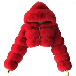Women's Wool Loose Women Jacket 2023 Fashion Autumn Winter Faux Fur Cropped Coat Fluffy Zip Hooded Warm Short