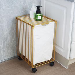 Organisation Japanese Pullout Dirty Laundry Baskets Wrought Iron Dirty Clothes Storage Basket Modern Bathroom Laundry Basket with Wheels