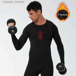 Men's Thermal Underwear Anime Berserk Compression Shirts GYM Thermals Underwear Warm Fleece Thermal Underwear Winter Skiing Runnining Shirts for Men L231130