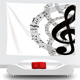 Novelty Art Musica Note Pattern Tapestry Hanging Wall Blankets Light-weight Polyester Fabric Wall Decor Home For Music Lover 210312322