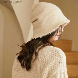 Beanie/Skull Caps % Cashmere Hats For Women Hot Sale Winter Keep Warm Pashmina Knitting Hat Ladies New Fashion Caps Q231130