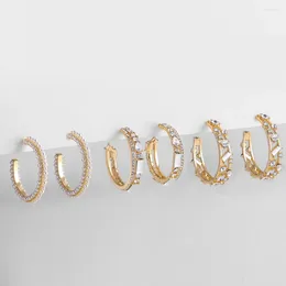 Hoop Earrings Trendy Korea C Shape Imitate Pearl Big For Women Fashion Geometric Round Crystal Rhinestone Charm Jewellery