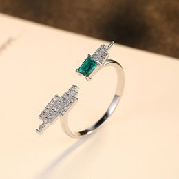 S925 Sterling Silver Ring European Vintage Emerald Open Ring Fashion Women Designer Ring Wedding Party High end Ring Jewelry Valentine's Day Mother's Day Gift spc