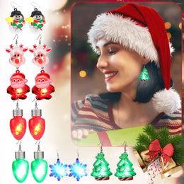 Dangle Earrings Party Christmas Tree Luminous Light Up Bulb Led Flashing Necklaces For Holiday Favours