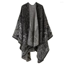 Scarves Lady Poncho Stylish Women's Vintage Cape Warm Oversized Cardigan Shawl Wrap With Irregular Print For Fall Winter Women Scarf