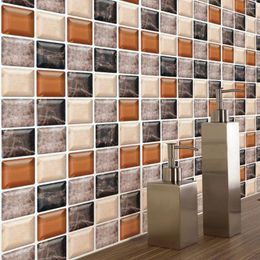 Wall Stickers 3D Mosaic Tiles Peel Stick Self-Adhesive DIY Kitchen Backsplash Stick-on For Bathroom