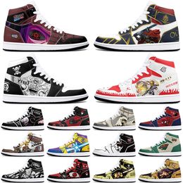 DIY exquisite anime characters antiskid basketball shoes 1s men women Customised comfortable classic fashionable dark salmon sneakers