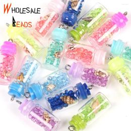 Pendant Necklaces 10pcs Coloful Shell Crystal Glass Jar Wish Bottle Necklace Drift Bottlesrift