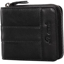 Wallets PI UNCLE Leather Men's Short Wallet Mini Retro Coin Change Card Holder Girls Anti-netic Bag277u