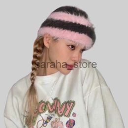 Beanie/Skull Caps designer imitation mink plush hat Children's winter dopamine knitted hat Warm striped wool hat Cold hat J231130