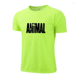 Men's T Shirts Fitness Men Polyester Short Sleeve Casual Sport Workout Training Running Tee Animal Print Quick Dry Breathable