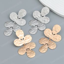 Vintage Metal Gold Colour Flower Earrings For Women Simple Design Drop Earrings Party Jewellery Brincos