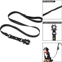 Dog Collars Leashes 1.5M Pvc Tactical Leashes For Dog Waterproof Durable Handle Leash Quick Release Frog Clip Long Straps Pet Large Dogs Accessories 231129