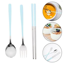 Dinnerware Sets Camping Cutlery Set Student Serving Utensils Travel Chopstick Stainless Steel Spoon