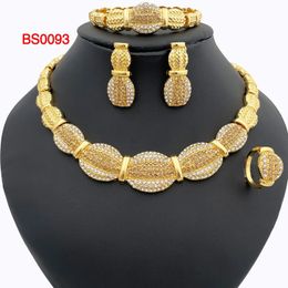 Wedding Jewellery Sets Vintage Dubai Gold Colour Set 18k Plated Necklaces Earrings Ring Bracelet 4pcs For Women Party 231130