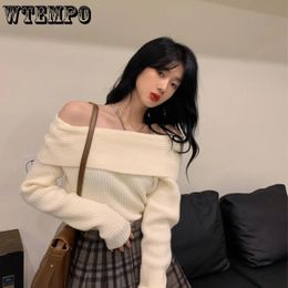 Women's Sweaters Sweater Women Sexy Off Shoulder Loose Korean Fashion Knitwear Autumn and Winter Thickened Pullover Sexy Female Y2k Top 231130