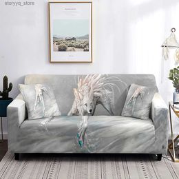 Chair Covers Wolf Sofa Cover Painting Wild Animal Pattern Washable All-Wrapped Furniture Protector for Living Room Stretch Couch Slipcover Q231130