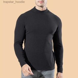 Men's Thermal Underwear Mens Thermal Underwear Mock Neck Pullover Long Sle Jumper Tops T-Shirt Breathable Invisible Thermo Warmer Blouse L231130