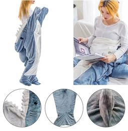 Cartoon Blankets sleeping bag shark jumpsuit flannel blanket home Pyjamas For Children Adults