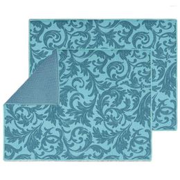 Table Mats 2 Pack Dish Drying Mat Absorbent Machine Washable For Kitchen Counter Large (Blue Vine)