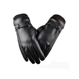 Five Fingers Gloves Leather Men S Winter Fleece Outdoor Riding Water Repellent Anti Slip Driving Warm Motorcycle 231130