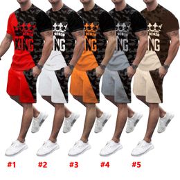 New Men's Fashion Casual Solid Colour Printing Two Piece Couple Men's Wear Straight