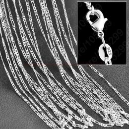 10pcs Lot 2mm Figaro Chain 925 Sterling Silver Jewellery Necklace Chains with Lobster Clasps Size 16 18 20 22 24 26 28 30 Inch311l