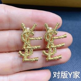 luxury womens yslism earrings jewelry Golden Classic Fashion Letter Earrings Exquisite High Grade Metal Texture Earrings Hot Selling Red Earrings Trend