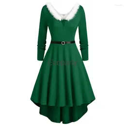 Casual Dresses Christmas Dress For Women 2023 Autumn Winter Red Velvet Long Sleeved Irregular Female Year Party Vestidos