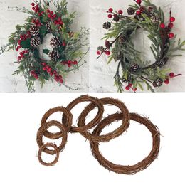 Party Decoration 1pack Christmas Supplies Rattan Wreath Pine Branches Berries&Pine Cones For DIY Hand Made Home Door