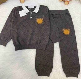 Luxury autumn baby Tracksuit boys Cashmere knitted suit kids designer clothes Size 73-110 girls POLO shirt and pants Nov25