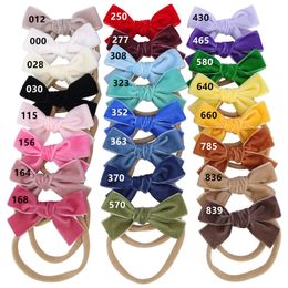 Tails Holder 24pc/lot Girls Velvet Hair Bow With Skinny Nylon Headband or Hair Clip Baby girl winter Christmas Hair Accessories Kids 231118