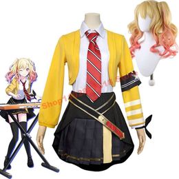 Virtual Idol Tenma Cosplay Costume And Wig Project Sekai Leo Need Saki JK Uniform Skirts Band Keyboard Stage Costumes