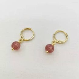 Dangle Earrings Strawberry Quartz Simple Drop High Quality Natural Gemstones Charms 14K Gold Filled Hoops Exquisite Women Jewellery 2023