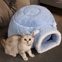 Cat Beds Pet Bed Winter Warm House For Puppy Baske Round Cushion Accessories