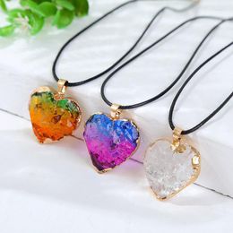 Chains Fashion Necklace Transparent Stone Heart Pendant Neck Jewelry 2023 Charm For Women Party Gift