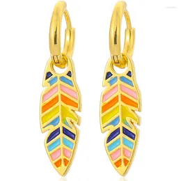 Dangle Earrings Fashion Personalized Leaf Colorful Enamel Drop For Women Female Girl Trend Vintage Design Ear Piercing Jewelry