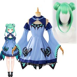 Hololive Costumes Uruha Cosplay Dress And Accessories Fantasy Vtuber Rushia Wig Headwear Halloween Party Princess Dresses